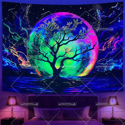 Tree of Life UV Schwarzlicht-Wandteppich
