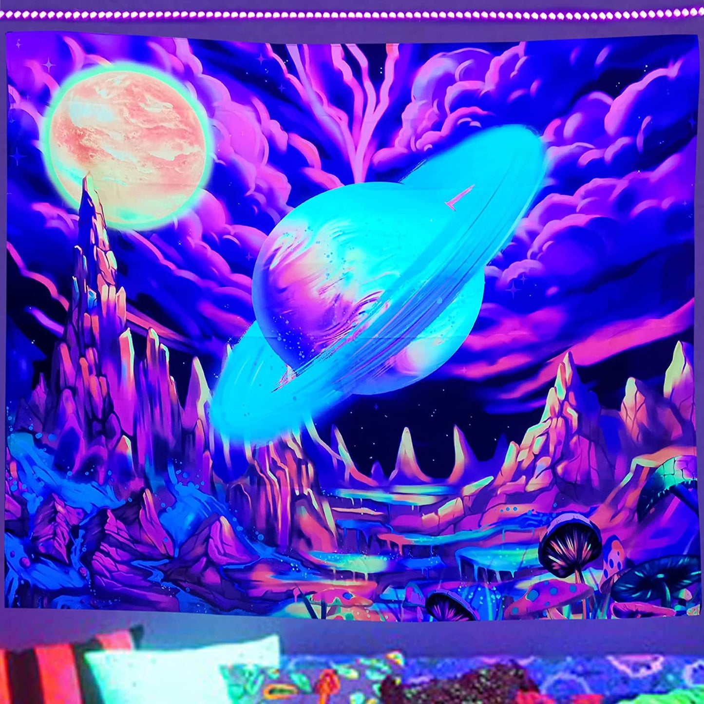 Luminous Tree of Life Psychedelic Mushroom Schwarzlichtposter