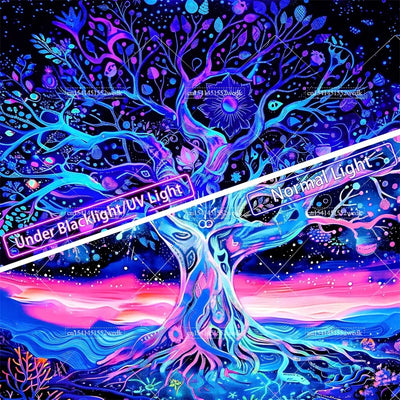 Tree of Life UV Schwarzlicht-Wandteppich