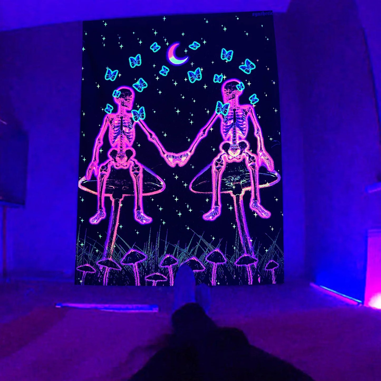 Hugging Skull UV Blacklight Poster