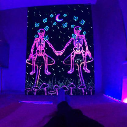 Hugging Skull UV Blacklight Poster