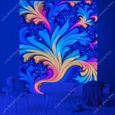 Neon Starburst UV Schwarzlicht-Wandteppich