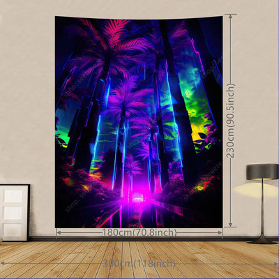 Neon Jungle UV Schwarzlicht-Wandteppich