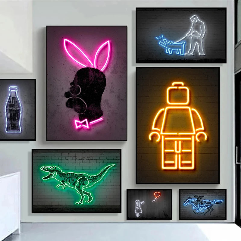 Modern Pop Wall Art Neon Design Mona Lisa und Co.