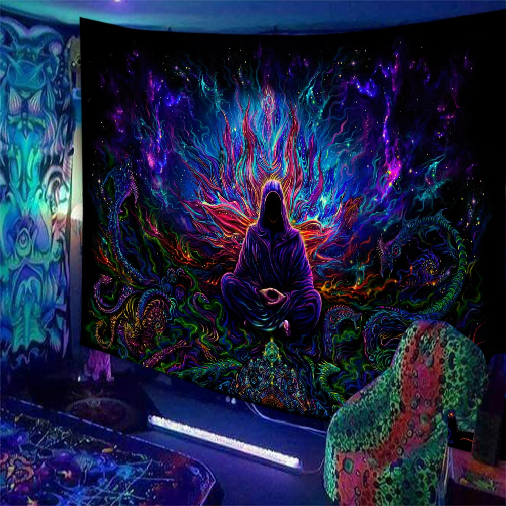 Black Light Indian Meditation Schwarzlichtposter