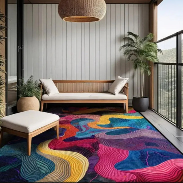 Geometrischer Abstrakt-Teppich – Wohnzimmer & Schlafzimmer