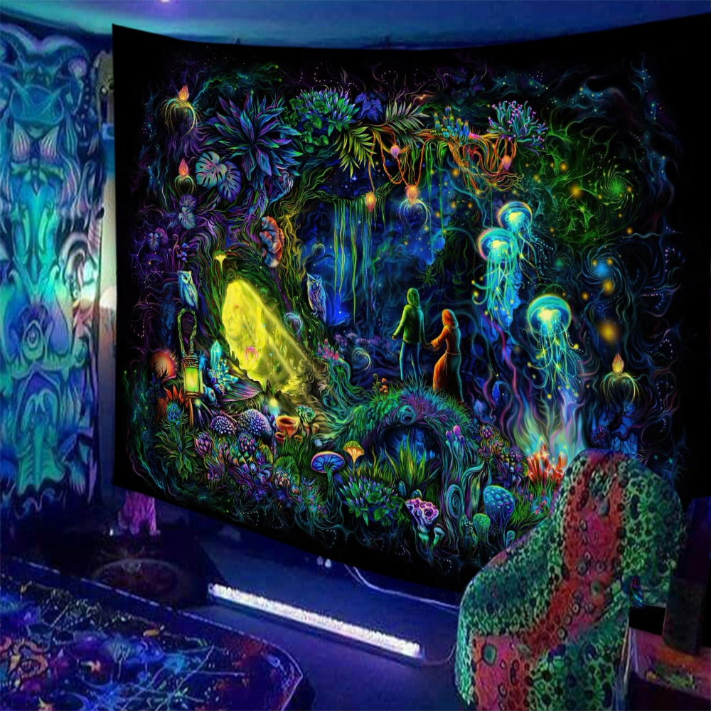 Black Light Indian Meditation Schwarzlichtposter