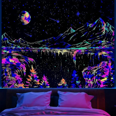 Mystical Symbols UV Schwarzlicht-Wandteppich