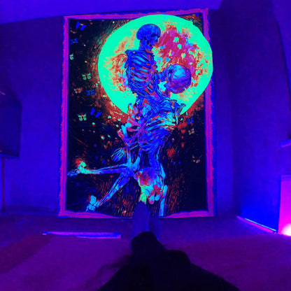 Hugging Skull UV Blacklight Poster