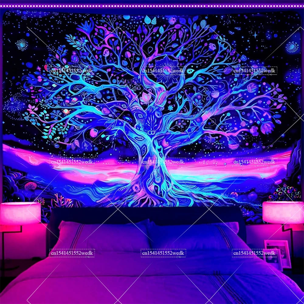 Tree of Life UV Schwarzlicht-Wandteppich