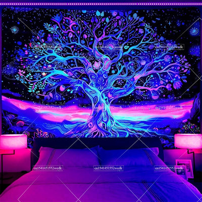 Tree of Life UV Schwarzlicht-Wandteppich