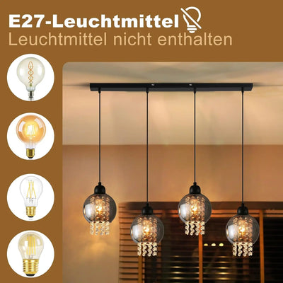 SMOKE QUARTET – 4-FLAMMIGE E27-GLASPENDELLEUCHTE