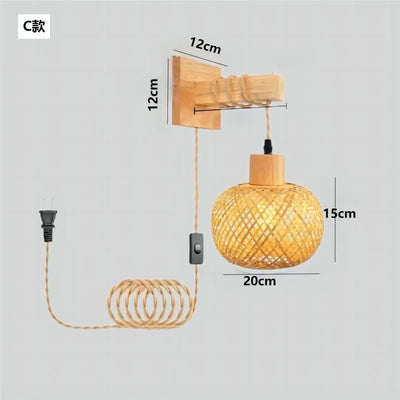 RATTAN SIGNAL – E27-WANDLEUCHTE AUS BAMBUSGEFLECHT