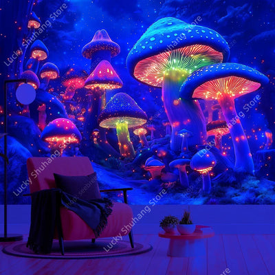 Enchanted Mushroom Forest UV Wandteppich