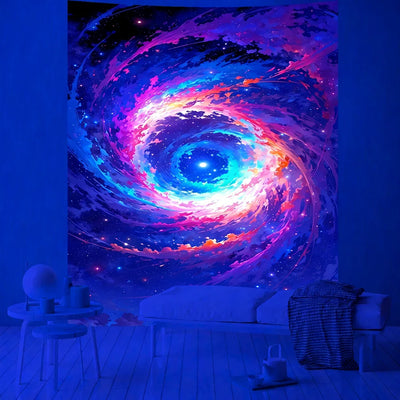 Cosmic Galaxy UV Schwarzlicht-Wandteppich