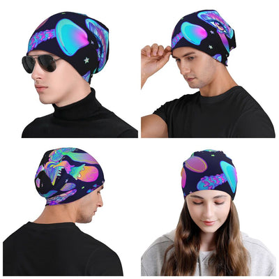 Psychedelic Skull Beanie – Trippy Wintermütze NiZED rave techno
