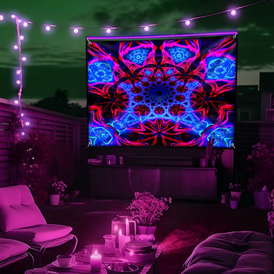 Neon Geometry UV Schwarzlicht-Wandteppich