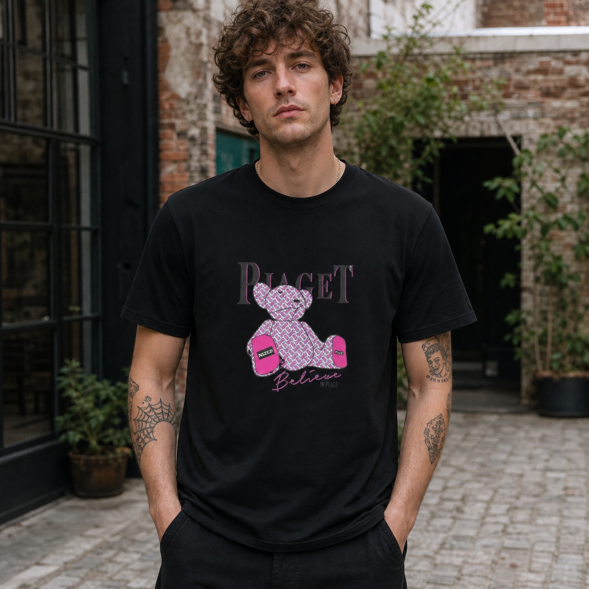 Belive Peace Tshirt Herren Frontansicht – KI-generierte Darstellung
