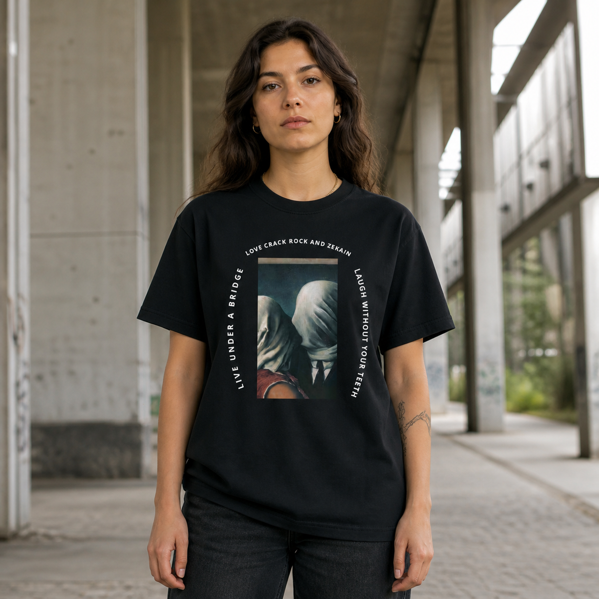 Blind Graphic T-Shirt Damen Frontansicht – KI-generierte Darstellung