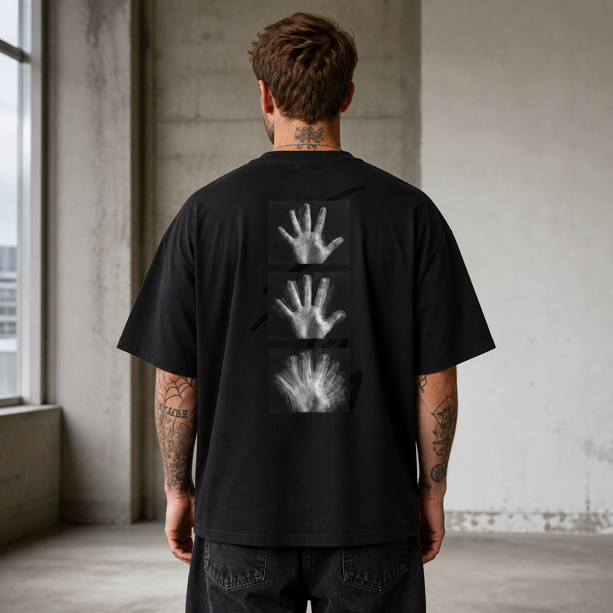 BODY ECHO Oversized T-Shirt Herren Rückenansicht – KI-generierte Darstellung