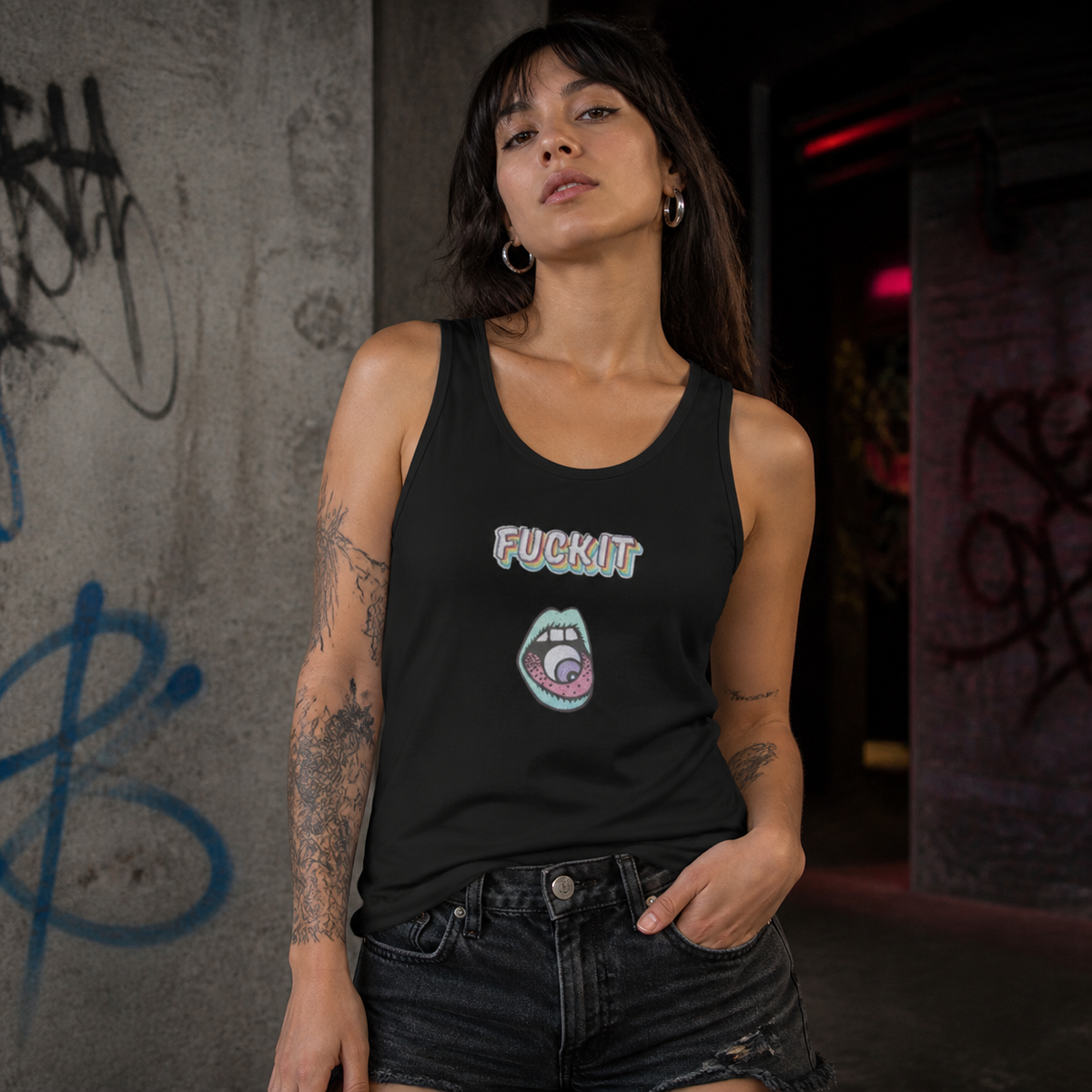 Fuck Tank Top Modellansicht - KI-generierte Darstellung