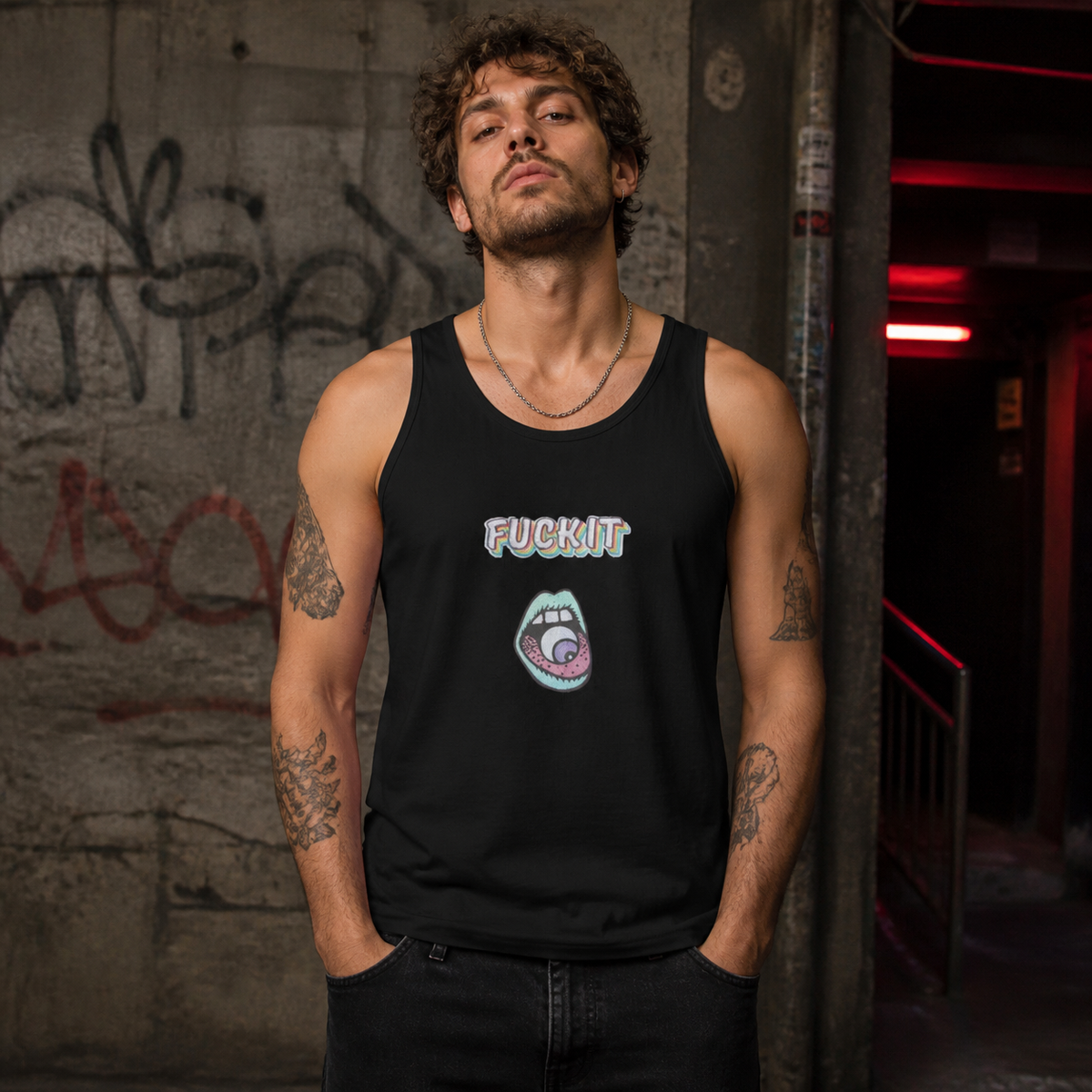 Fuck Tank Top Modellansicht - KI-generierte Darstellung