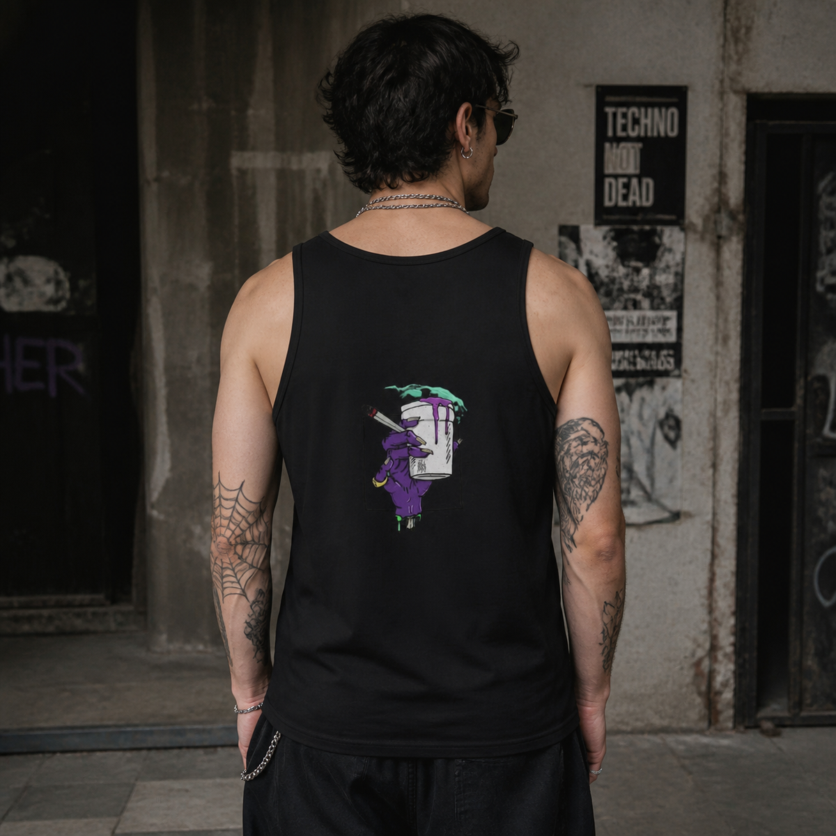Lean Back Tank Top Modellansicht - KI-generierte Darstellung