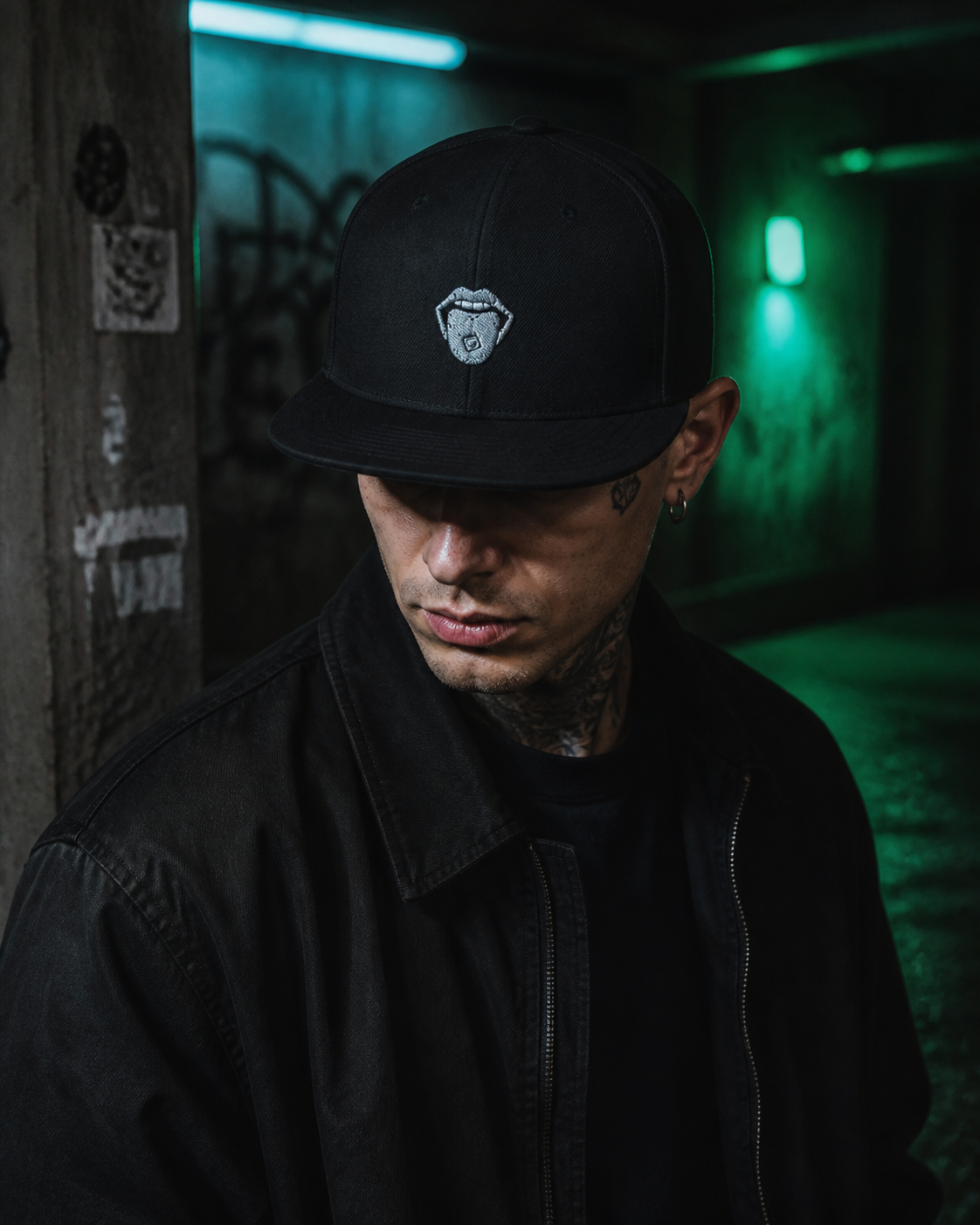 Acid trip Snapbackcap Cap an männlichem Model – KI-generierte Darstellung