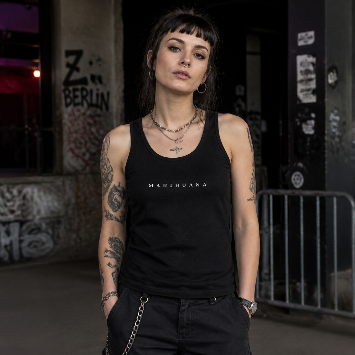 Marihuana Tank Top Modellansicht - KI-generierte Darstellung