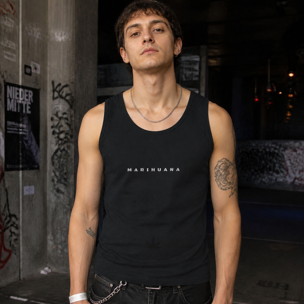 Marihuana Tank Top Modellansicht - KI-generierte Darstellung