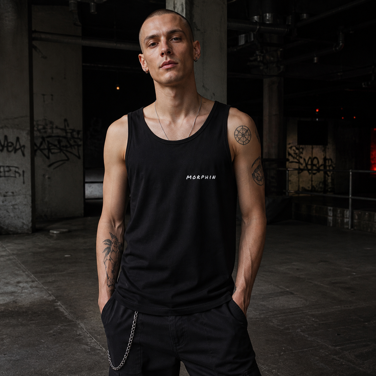 Morphin Tank Top Modellansicht - KI-generierte Darstellung