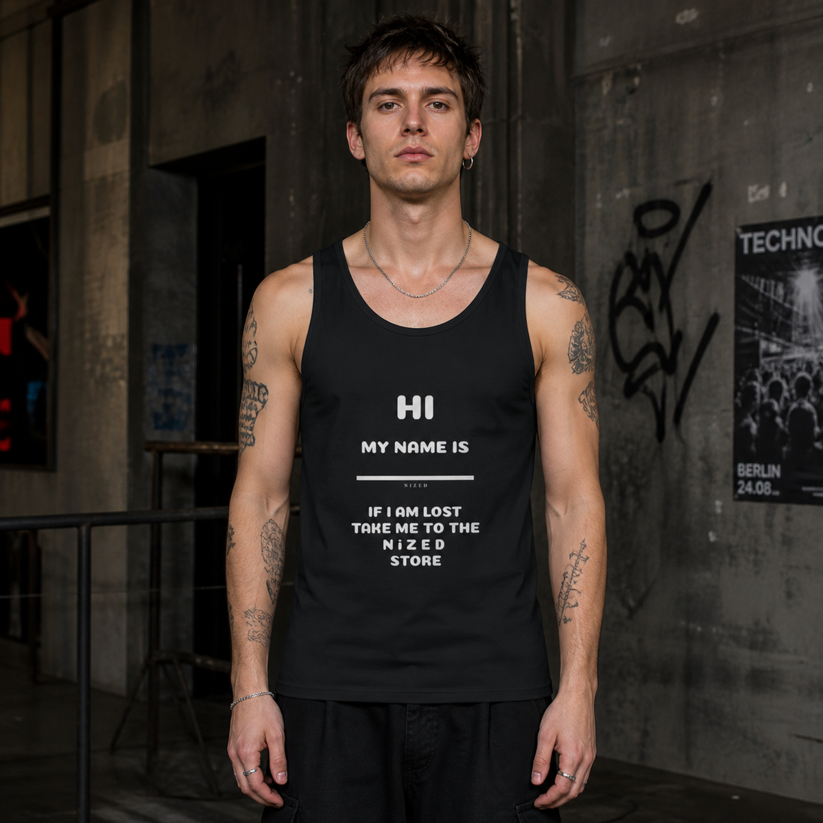 Name Tank Top Modellansicht - KI-generierte Darstellung