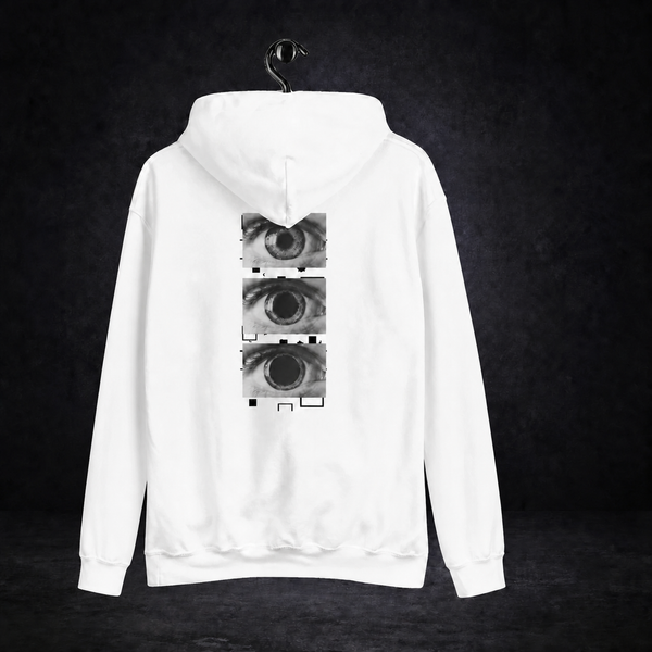 All Eyez On Me Hoodie – symmetrische Rückansicht mit gleichmäßigem Ärmelabstand auf dunklem Betonhintergrund