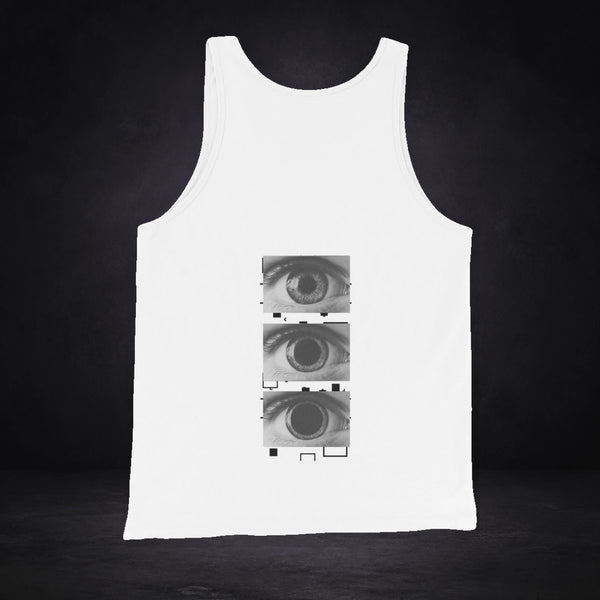 All Eyez On Me Tank Top von NiZED, Rückansicht mit Designprint vor dunklem Betonhintergrund