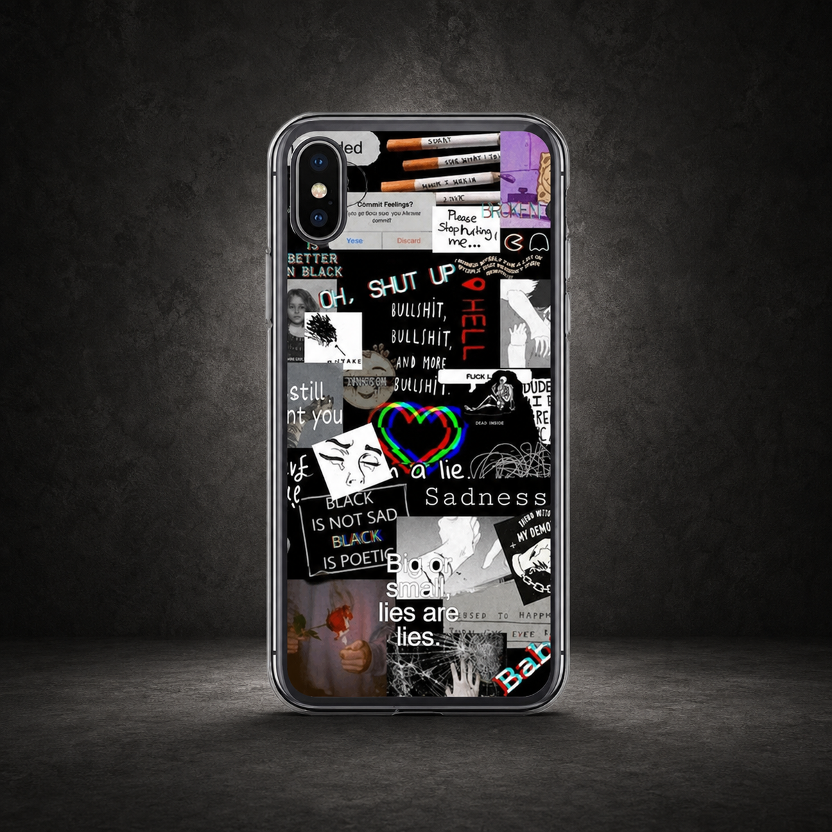 Black Design iPhone Handyhülle im dunklen NiZED Betonstudio