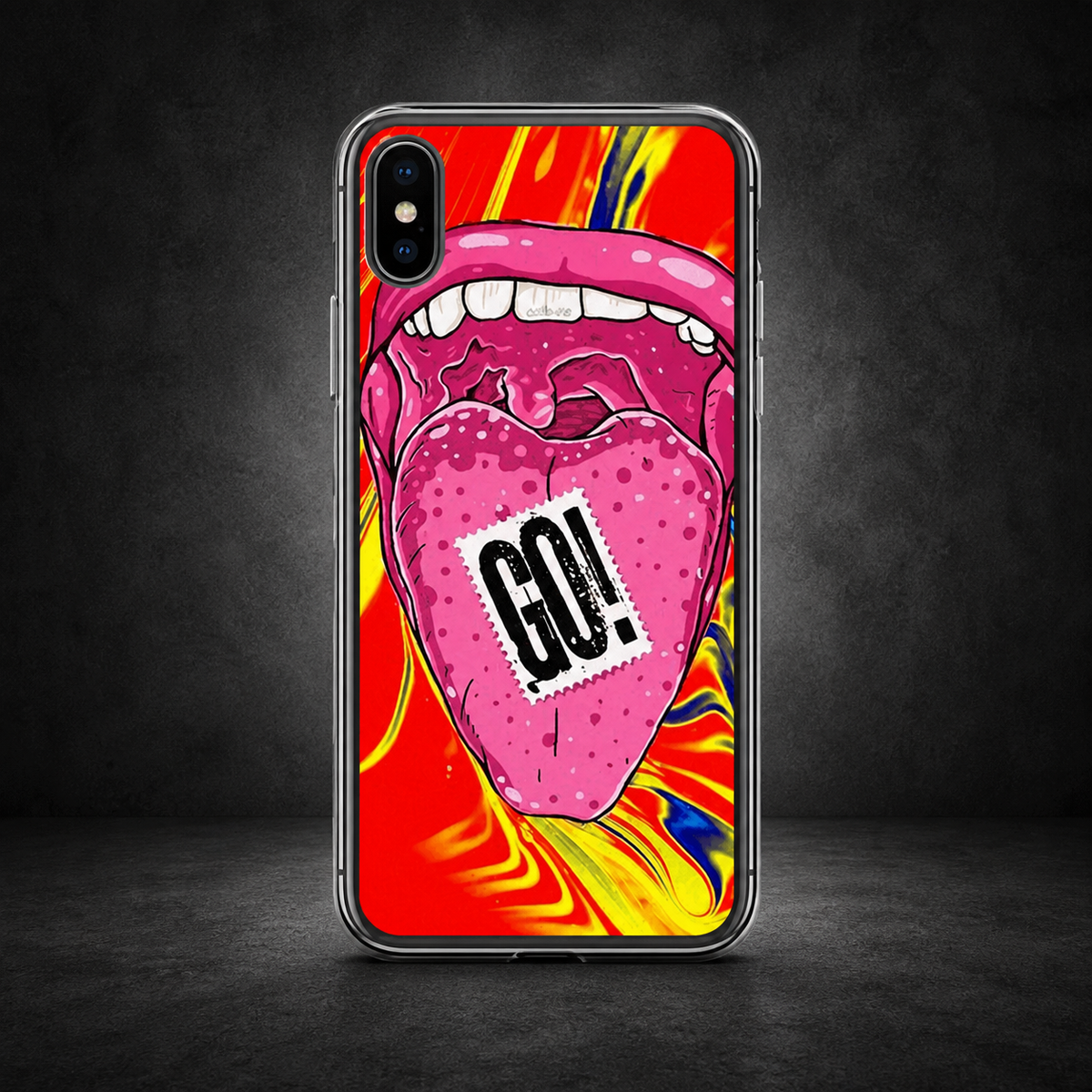 LSD Blotter iPhone Handyhülle im dunklen NiZED Betonstudio