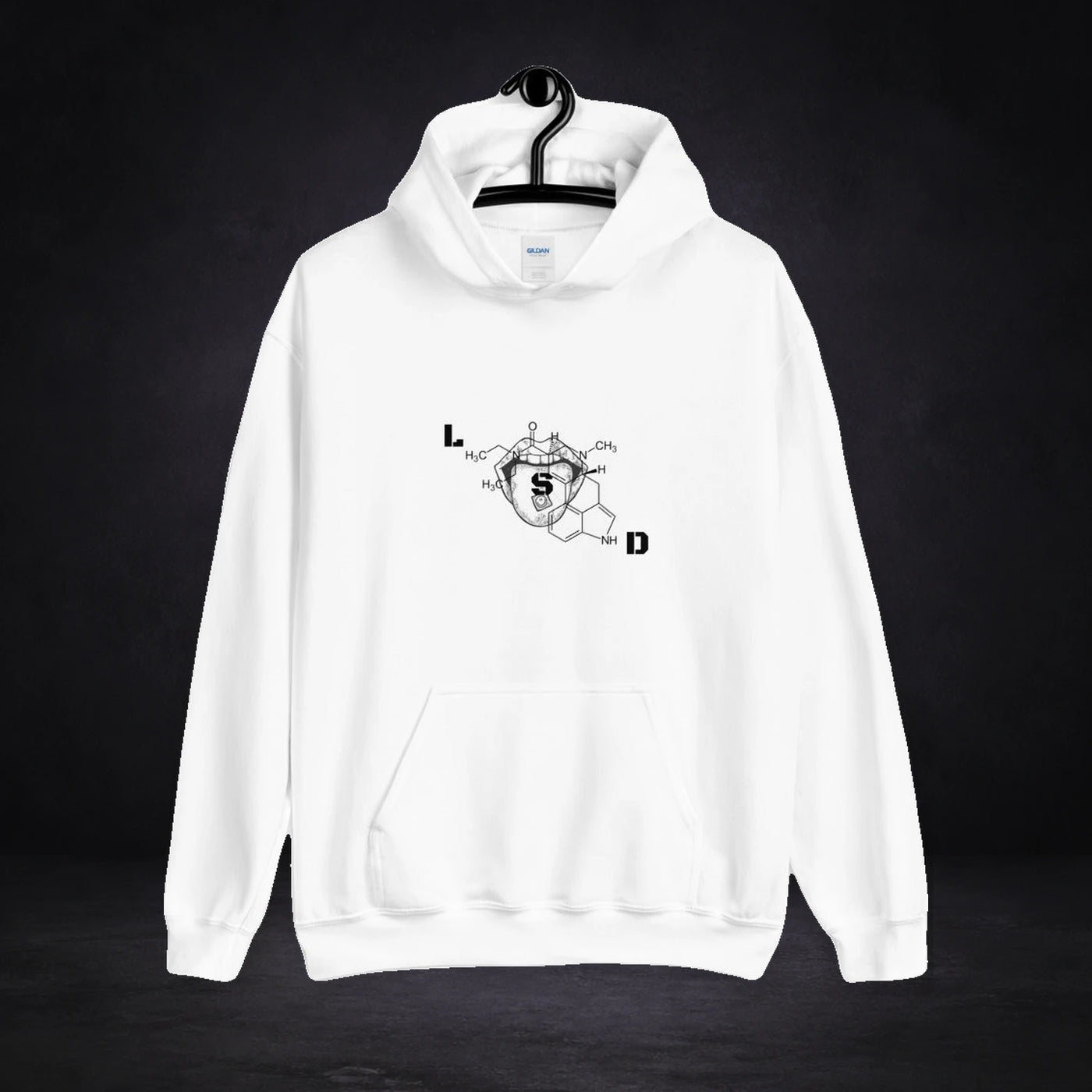 Pulse Graphic Hoodie von NiZED, Vorderansicht mit Designprint vor dunklem Betonhintergrund