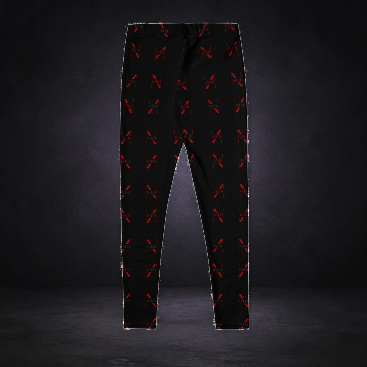 eX Print Leggings von NiZED, Produktansicht mit Designprint vor dunklem Betonhintergrund