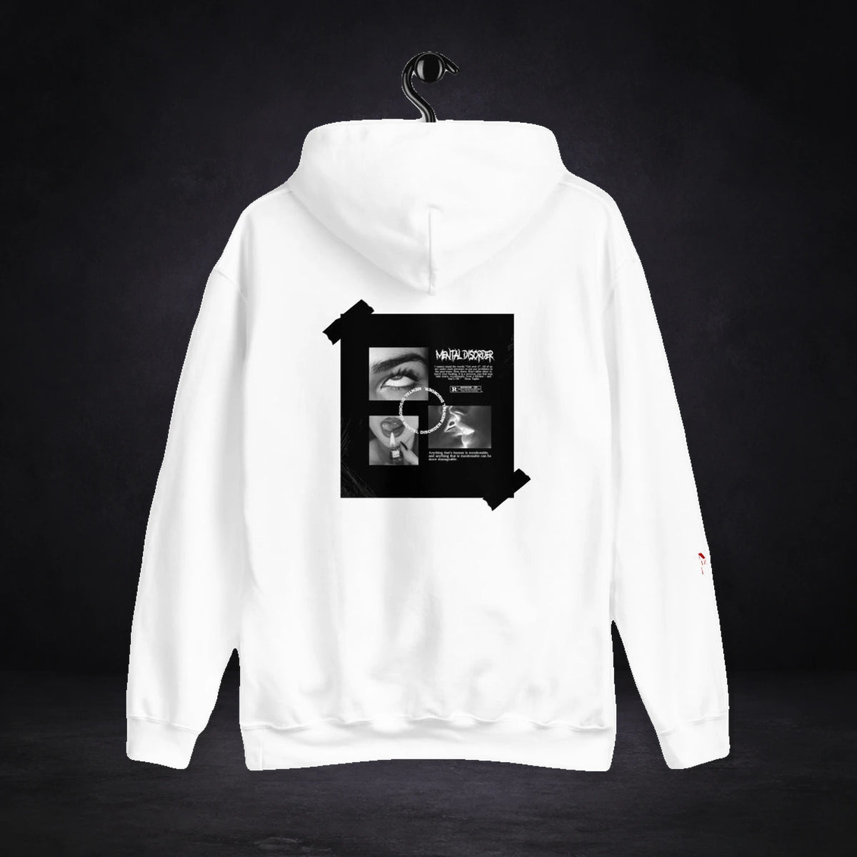 Reckless Graphic Hoodie von NiZED, Rückansicht mit Designprint vor dunklem Betonhintergrund