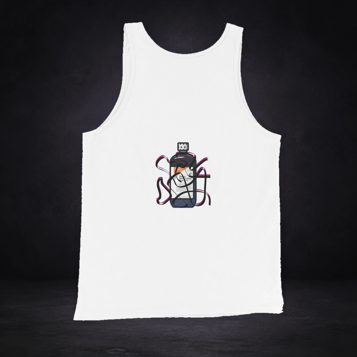 Sizzup Codein Tank Top von NiZED, Rückansicht mit Designprint vor dunklem Betonhintergrund
