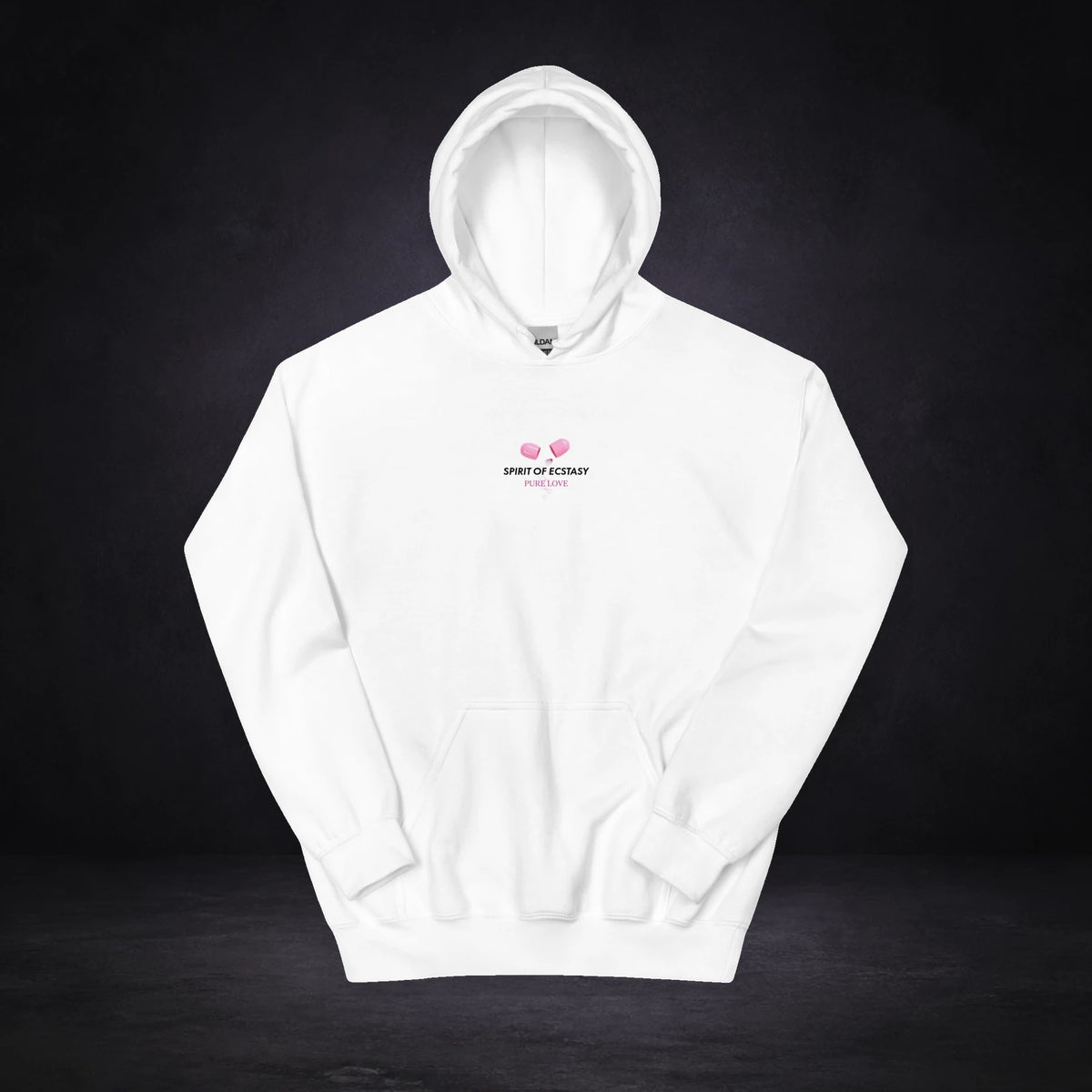 Spirit Graphic Hoodie von NiZED, Vorderansicht mit Designprint vor dunklem Betonhintergrund