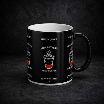 Low Battery need Coffee - Shiny magic mug