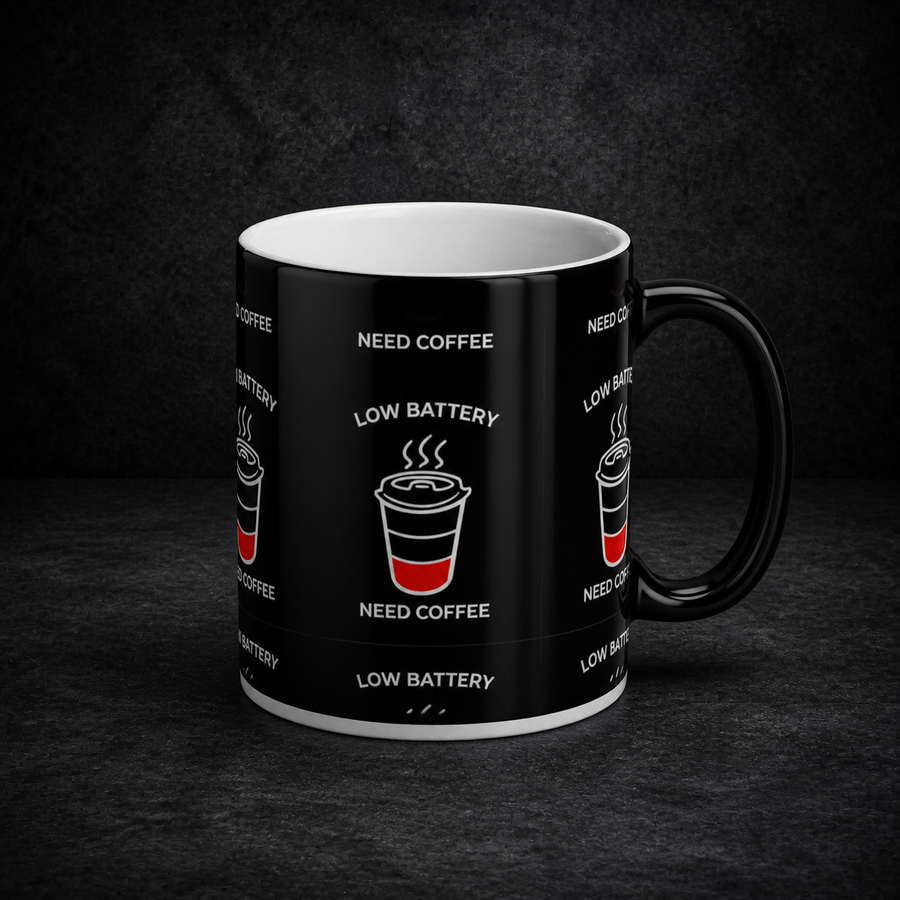 Low Battery need Coffee - Shiny magic mug