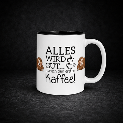 Everything will be fine after the first coffee - mug with colored inside