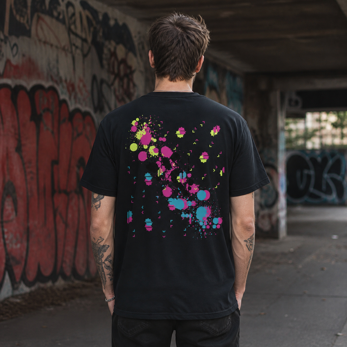 Optics Graphic T-Shirt Design 2 NiZED männliches Model – KI-generierte Darstellung