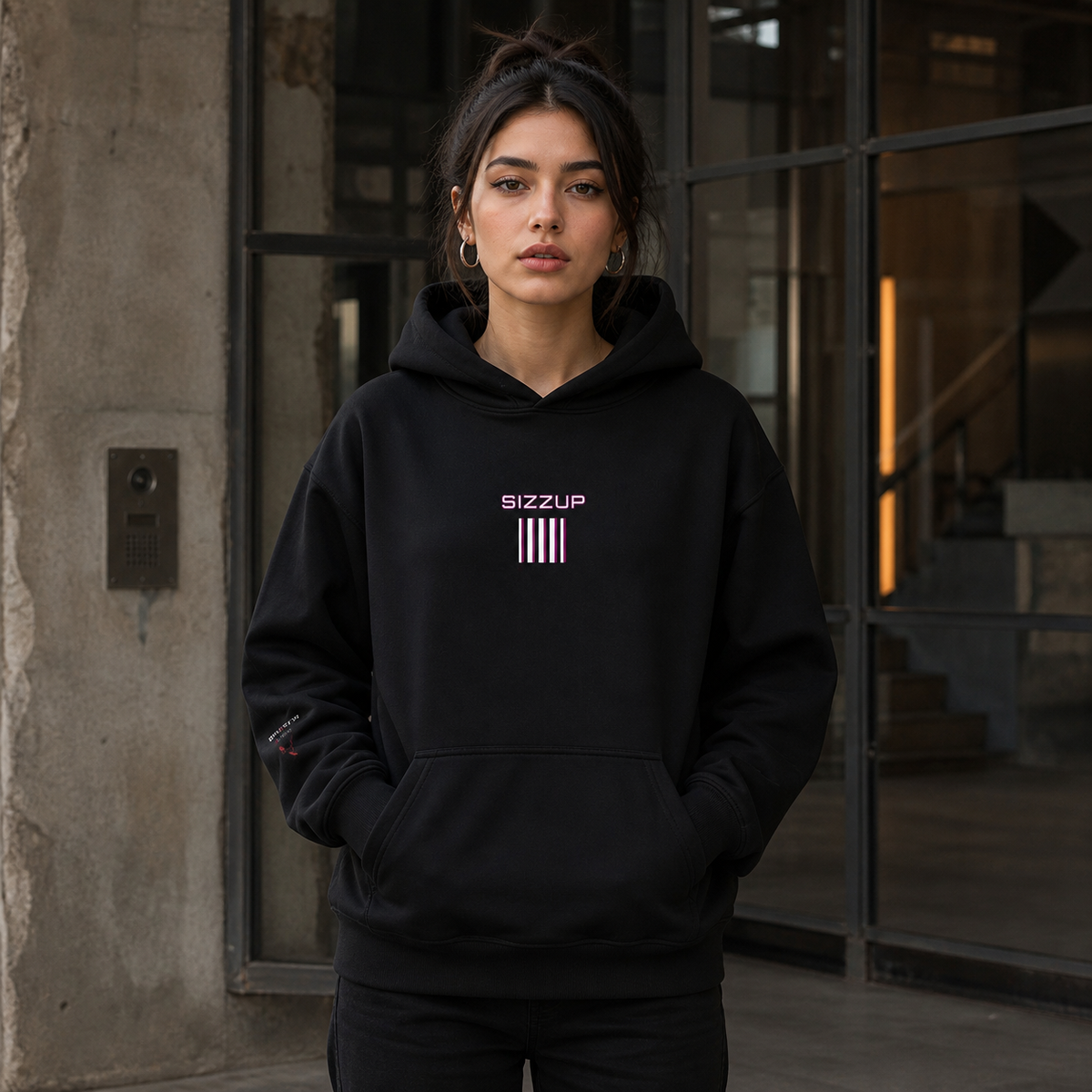 Sizzup Chill Hoodie Herren Model Rückansicht Berlin – KI-generierte Darstellung