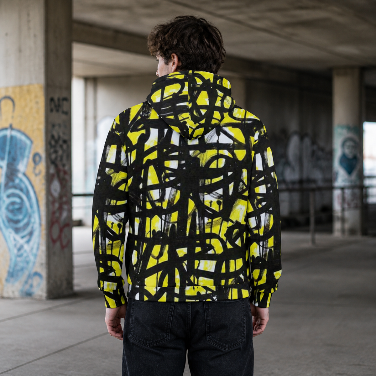 Stikk Graphic Hoodie Herren Rückenansicht – KI-generierte Darstellung