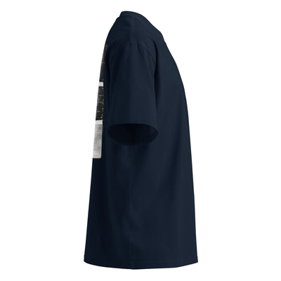 MEMORY LEAK Oversized T-Shirt von NiZED, French Navy, Seitenansicht – lockere Oversized-Passform mit gesenkten Schultern