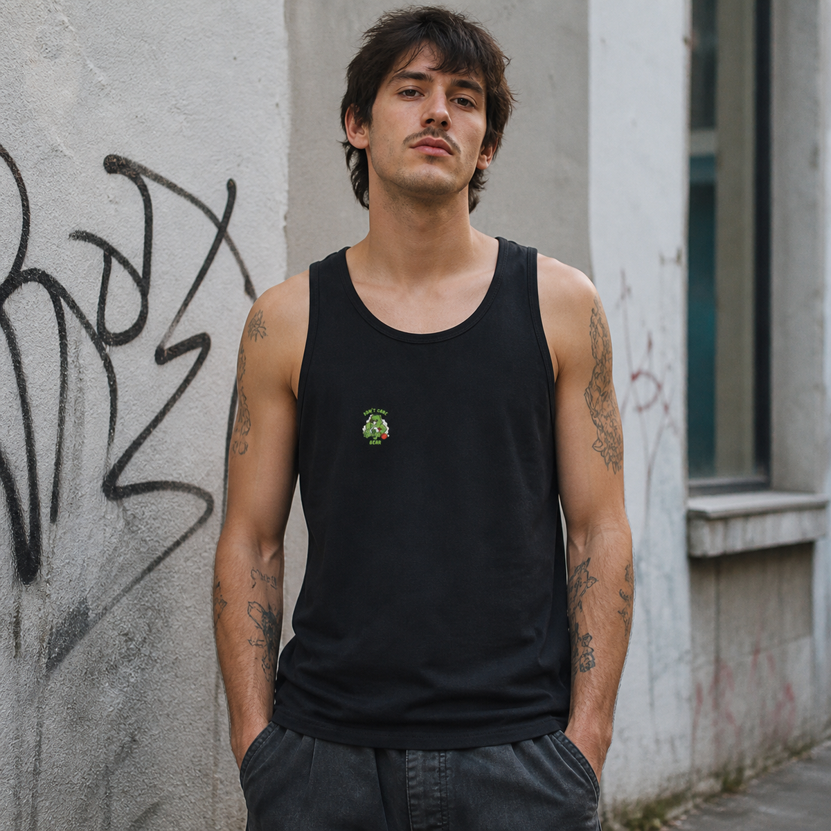 Weed Bear Tank Top von NiZED, maennliches Model Vorderansicht - KI-generierte Darstellung