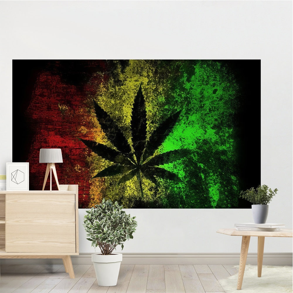Schönheitsvolle psychedelische Weed-Blätter - Hippie Art Schwarzlicht